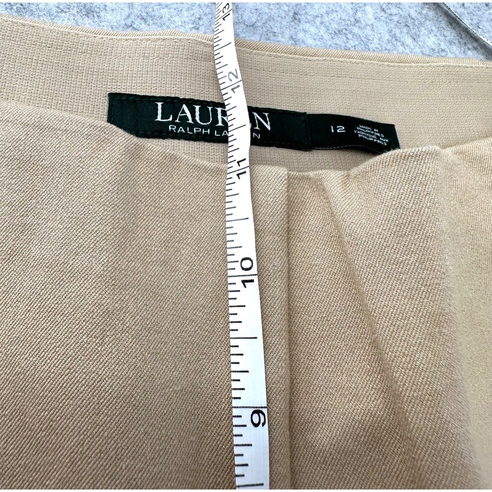 Lauren Ralph Lauren Ankle Pants High-Rise Khaki Stretch Straight Leg Women's 12 - Picture 6 of 10